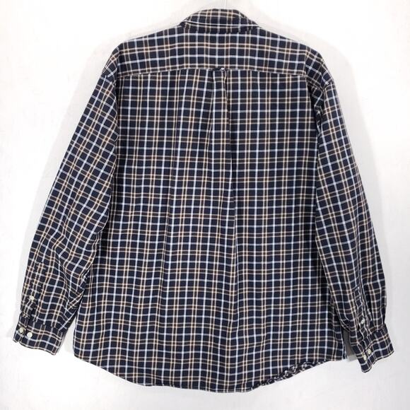 Nautica 80s Two Ply Cotton Shirt Mens Extra Large Navy Plaid Cabin Button Down - Picture 7 of 12